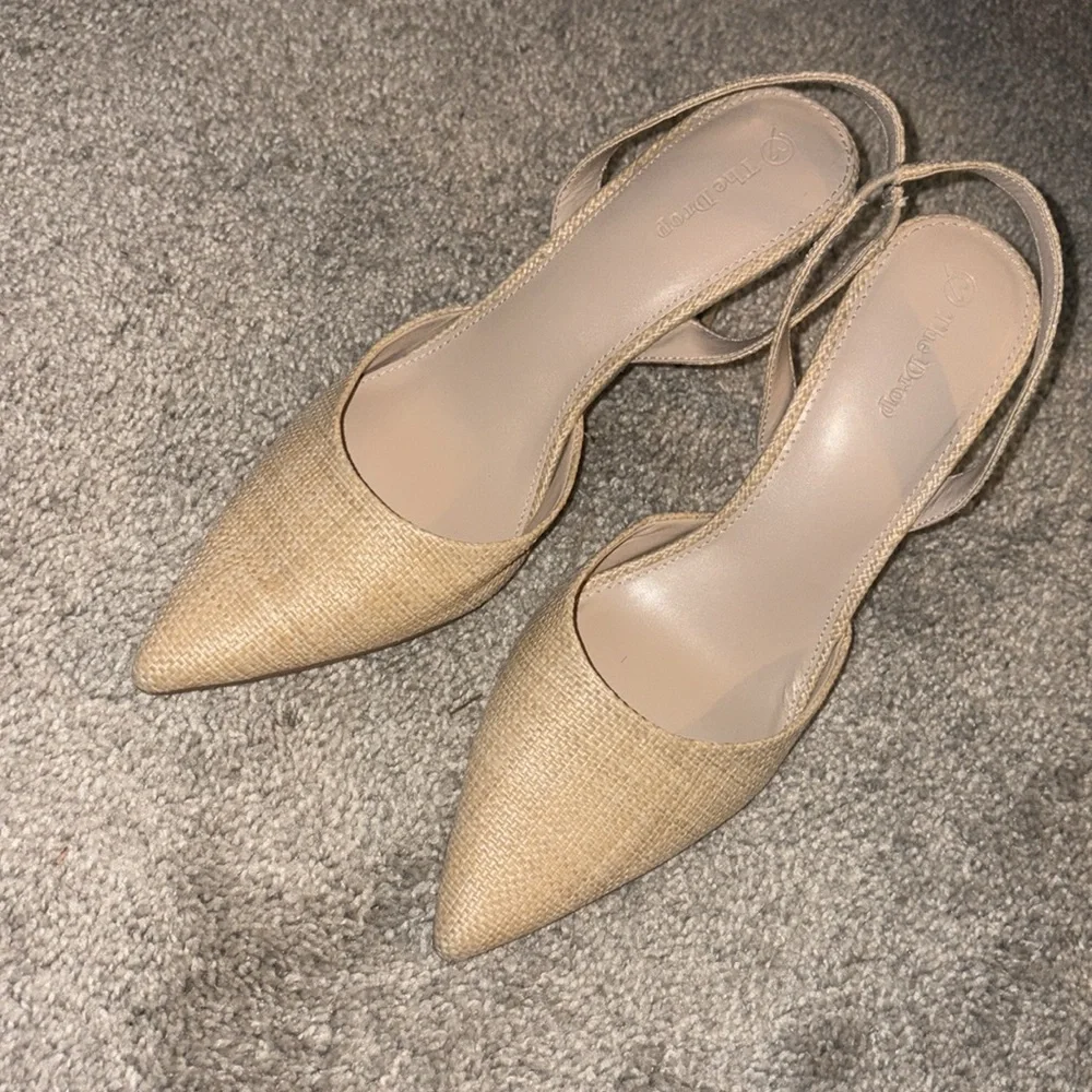 The Drop klara Chic Tan Slingback Heels raffia rattan size 10 - Picture 3 of 9